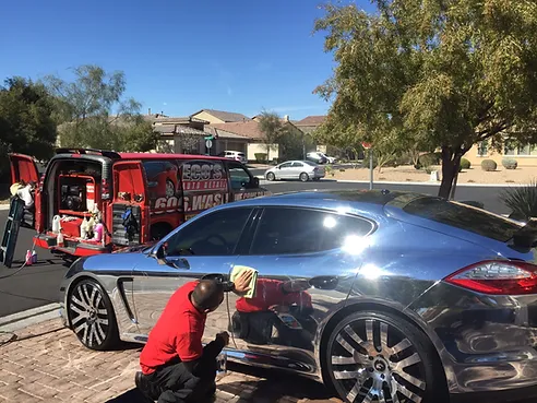 Polished by hand car wax cream to protecting the car from the hit and dust in the Las Vegas deserts