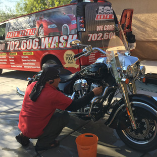 Motorcycle Harley Davidson Getting Exterior Detailing With Dress Tries and Trims